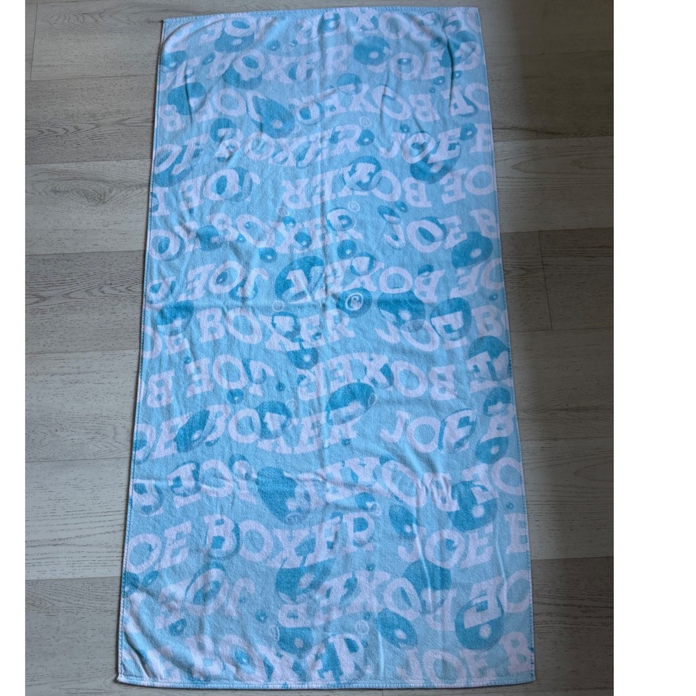 VINTAGE Joe Boxer Beach Towel Unisex OS Light Blue Y2K Logo Print